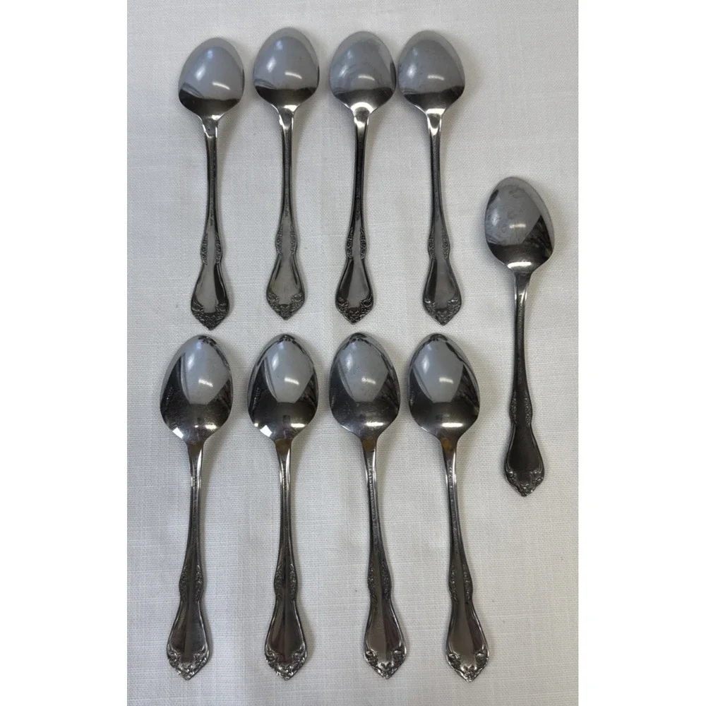Oneida Mansfield Amadeus Wm A Rogers Deluxe Stainless Flatware‎ Set 9 Teaspoons